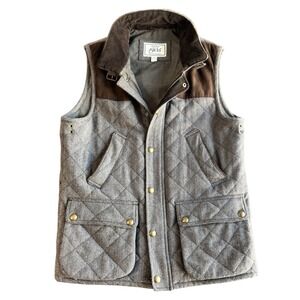 JO S A BANK 1905 Mens Quilted Brown Wool Herringbone Vest Corduroy Collar Size M